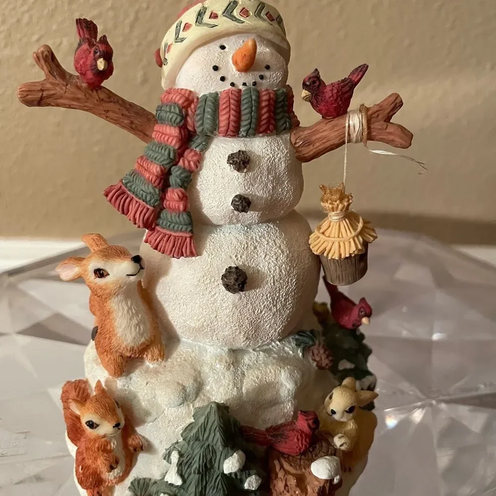 San Francisco Music Box Company Matthew Danko Musical Snowman Forest Friends